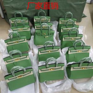 Birknns Classic Bag 2024 새로운 탑층 Cowhide 가방 과일 녹색 핸드 헬드 어깨 크로스 바디 정품 가죽 여성 작은