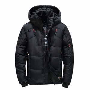 FI Herren weiße Ente Down Jacke warmer Kapuze Dicke Pufferjacke Mantel Männlicher Freizeit hochwertiger Mantel Thermal Winter Parka E6T5#