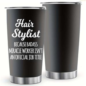 1pc, Friseurstilit -Becher mit Deckel, 20oz -Staunstahlflasche, Inuled Water Cup, Sommer -Wintergetränk, Außenreiseakceorie, Valentinestag