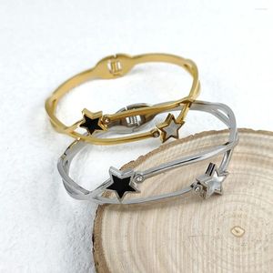 Bangle Double Layer Handmade Jewelry Crystal Star Stainless Steel Bracelet & Bangles for Women Wedding Party