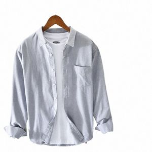 Hiqor Brand Herrkläder 2023 Ny solid Oxford Camisas Cott Vintage Simple Shirts For Men All-Match Blusas Casual Men Shirt E15F#