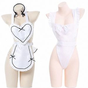 Anilv Love One-piece Maid Apr Dr Uniform Temptati Costume Cook Girl Sexy White Nightdr Lingerie Party Cosplay Roupas W8RK #