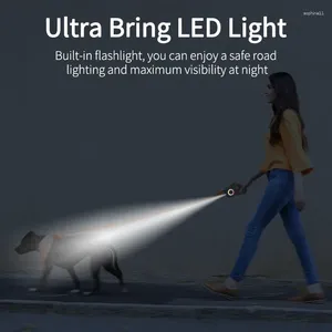 Hundkrage Infällbar koppel Ledande valp Pet Flexi Luminous för blyrem Automatisk löpande Fashion Light Walking LED