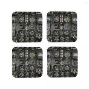 Table Mats Aviation Helicopter Cockpit Instrument Coasters Coffee Set Of 4 Placemats Mug Tableware Pads For Home Kitchen Dining Bar