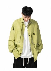 autumn New Cargo Shirt Coat Men Japanese Fi Loose Jackets Oversize M-5XL Design Lovers Shirts High Quality Men Streetwear K03q#