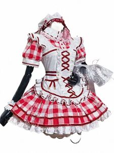 anime bang dröm futaba tsukushi cosplay costume kvinnlig kock söt rutnät maid dr aktivitet party roll play klädanpassning 78a2#