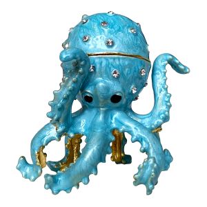Rzeźby Octopus Zawiwane na Trinket Box Bajewelowany ręcznie malowany uchwyt pierścienia Octopus Animal Colekbolisted Dekoracja figurki