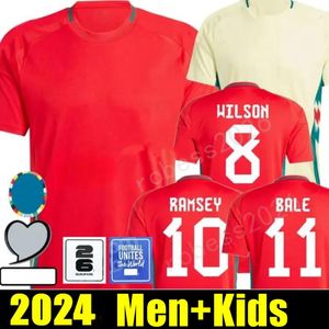 WALES 2024 FOTBALL JERSEY WILSON RAMSEY BALE EURO CUP NY 2025 National Team 24 25 Soccer Shirt Men Kids Kit Full Set Home Red Away Yellow Mens Uniform Brooks Johnson