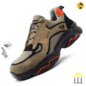 Boots Genuine Leather Pigskin Work Shoes For Men Steel Toe Boots Construction Shoes Nonslip Industrial Shoes Male Footwear