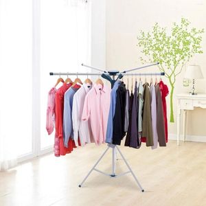 Cabides de aço inoxidável portátil roupas secagem rack lavanderia cabide trilhos metal vestuário tripé suporte prateleira dobrável 110-180cm