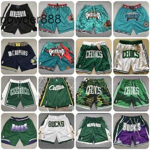 Szybkie suszenie męskie haftowane szorty Celtics Football Football Shorts American Grizzly Bucks Hafted Retro Mesh oddychanie Nowy podział materiału