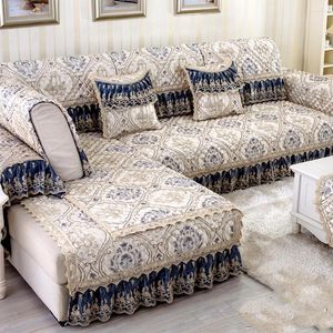 Coprisedie 1 PZ Cuscino per divano da soggiorno di lusso Fodere per divani in lino blu scuro Combinazione moderna di copertura per asciugamano antiscivolo all-inclusive