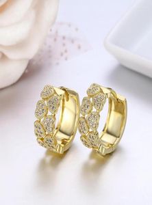 Hoop Earrings Love Peach Heart Cluster CZ Zirconia Small Loop Huggie For Women Brass Gold Color Jewelry Oorbellen Aretes Arose3553929