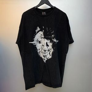 Hiphop-mönster tryck överdimensionerad t shirt bomull tvättad tee topp casual t-shirt för män kvinnor