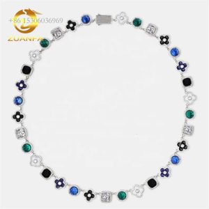 Unique Design New Arrival Iced Out Multi Cubic Zirconia Cz Gemstone Men Hip Hop Motif Necklace