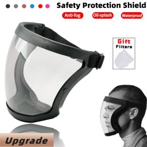 Album Transparent säkerhetsskydd Fullt ansikte Shield Kitchen Antisplash Face Shield Antifog Safety Glasses Face Mask med filter
