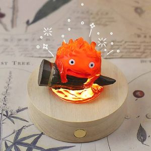 Skulpturen Casifer Nachtlicht Anime Flammenlose Lampe mit Knopfbatterie Kerzenhalter Lampe Calcifer Kerzenlicht Kawaii Raumdekor Statuen