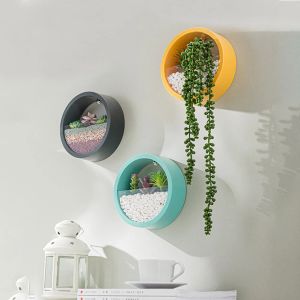 Planters New Flower Pots Home Indoor Wall Decoration Planting Flower Pots Hanging Round Planter Pot With Light Tube Drop Shipping