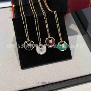 Top luxury fine designer jewelry V gold material small amulet necklace with black agate white fritillaria red chalcedony malachite collarbone chain With Real Logo