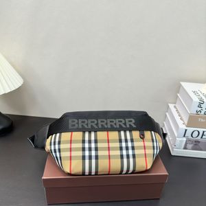 Vintage Man Fanny Pack Designer Bag Luxury Fashion Canvas Checkered Leather High Quality Shoulder Bag Handbags Purse Bag No Box