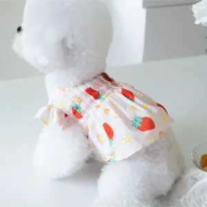 Cão vestuário roupas verão vestido de estimação morango filhote de cachorro saia chihuahua york maltês pomeranian shih tzu poodle pequenos vestidos de roupas