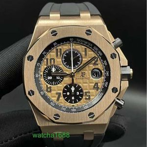 Orologio da polso Moissanite AP Epic Royal Oak Offshore Series 26470OR Quadrante in oro rosa con cintura in coccodrillo Orologio da uomo sportivo per il tempo libero e il tempo libero