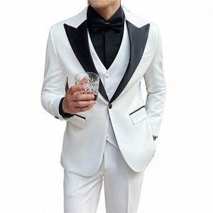 Вечеринка Dres Куртка + Брюки + Жилет Fi Костюмы Для Мужчин Slim Fit Партия Повседневная Мужской Блейзер Формальный Ocn Dres Homme Костюм n9rT #