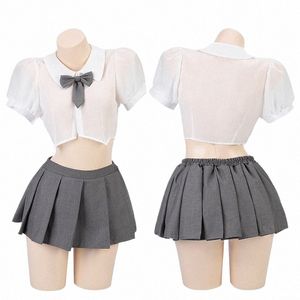 anilv anime girl school student enhetliga kostymer kvinnor söt rutig piga dräkt cosplay veckad kjol k51y#