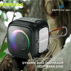 Alto-falantes portáteis HOPESTAR PARTY ONEMINI Alto-falante Bluetooth sem fio ao ar livre portátil à prova d'água cor luz Subwoofer Heavy Duty Bass Band Rádio FM Q240328