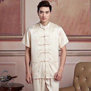 Roupas étnicas Shanghai Story Artes Marciais Mens Camisa Chinês Tradicional Homens Kungfu Top Kimono 6 Cores