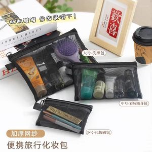 Storage Bags Mesh Makeup Bag Portable Cosmetic Brush Pens Nylon Multi-functional Travel Toiletries Transparent Manicure