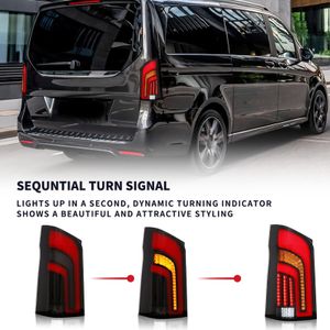 1 Pair Full LED Dynamic Tail Lights Smoked Lens Taillights Assembly Fit For Mercedes-Benz V-Class Vito W447 2015-2021