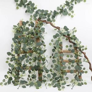 Decorative Flowers Artificial Eucalyptus Leaf Vine Indoor And Outdoor Wall Hanging Decoration Fake Green Plant Silk Leaves Simulation