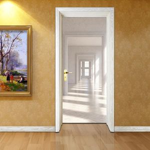 ステッカークリエイティブ3次元デザインドアステッカー視覚脱臼廊下ホーム木製ドア装飾装飾壁ステッカー