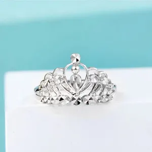 Cluster Rings 1PCS Real PT950 Pure Platinum 950 Band Women Gift Lucky Shiny Carved Crown Ring