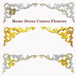 Stickers Home decoration background wall border flower living room ceiling border corner flower European hollow carving imitation wood ca