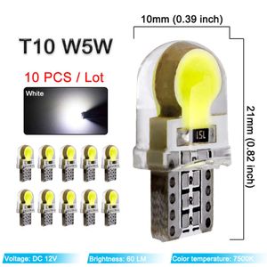 Atualizar 10 pçs t10 w5w led sinal bubl interior do carro cúpula luz de leitura cob 12v 7500k branco auto cunha lateral turnk porta lâmpada da placa licença