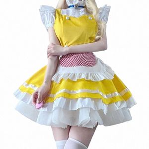 m-xl New Yellow Fantasy Carto Costume da cameriera Halen Lolita Uniformi da gioco di ruolo Comic Cventi Stage Set W8AX #