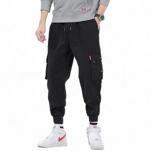 Klasik Tasarım Çoklu Flep Cepleri Kargo Pantolon, Erkeklerin Gevşek Fit Drawstring Harem Kargo Jogger Pants O9YY#