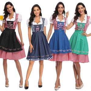 Tamanho S-2XL Mulheres Baviera Oktoberfest Beer Costume Dirndl Beer Girl Dr Wench Maid Dr Apr Outfit Halen Fancy Dr d5fI #