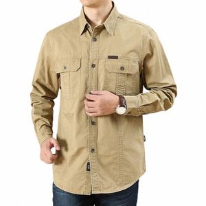 mens Shirts 2024 Autumn Lg Sleeve Casual Shirts Camisas Slim Solid Male Cott Shirts Chemise Homme Plus Size 4XL i95q#