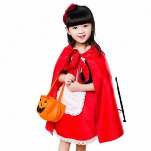 princ Dr Party Dr Children Cos Masquerade Girls Costumes Festival Performance Costumes Little Red Riding Hood Costumes B96W#