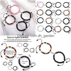 Perline 2 pezzi / set Bracciale con perline a distanza magnetica Coppia amanti del cuore minimalista Braccialetti dell'amicizia abbinati per le donne Drop Dhgarden Dhtge