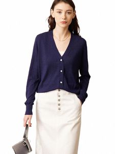 amii minimalizm damski odzież 2023 Spring Nowy kardigan v szyja luźne podstawowe dzianiny francuskie sweter solidne samice 12371099 D76H#