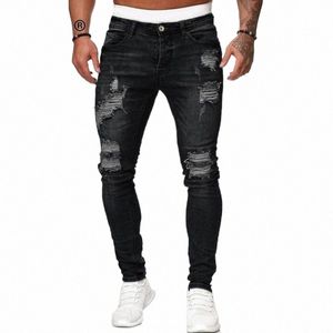 Kakan - Jeans masculinos de alta qualidade, elásticos, justos e desgastados, brancos, slim, primavera e outono, novos jeans LG K14-881 99La#