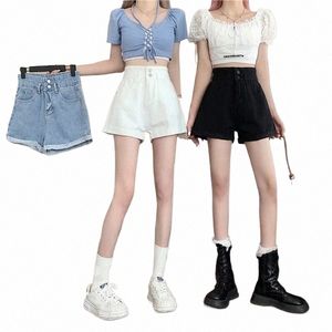 Y2K Summer Women Vintage Streetwear Koreańskie dżinsowe spodenki niebieskie jeansy luźne dżinsy żeńskie swobodne spodnie streetwear 55K3#