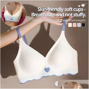 Bras Women Y Cute 3/4 Cup Seamless Bralette Womens Solid Color Brassiere Soft Wireless Deep V Neck Lingerie For Female Drop Delivery Otqnb