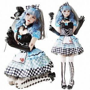 halen Costume for Women Alice Maid Cosplay Anime Vampire Clown Costume Lolita Puffy Dr Princ Vestidos H51S#