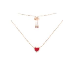 Designer Heart Love Halsband för kvinnor Rostfritt stål Tillbehör Zirkongrön Pink Hearts Chain för Womens Jewelry Gift306K