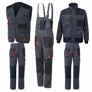 work Jacket Men Eletrician Cargo Trousers Multi Pockets Work Vest for Tools Overalls Men Workwear Uniform for Welding 108z#